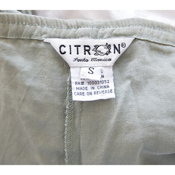 Citron Silk and linen Mint Green Crop pants size L - Picture 3 of 5